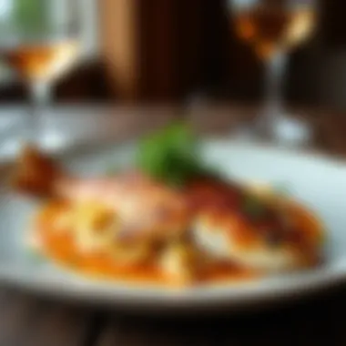 A beautifully set dining table featuring baked catfish