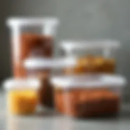 A selection of various airtight containers arranged neatly