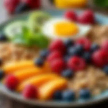 A vibrant spread of colorful fruits and grains promoting a healthy breakfast.