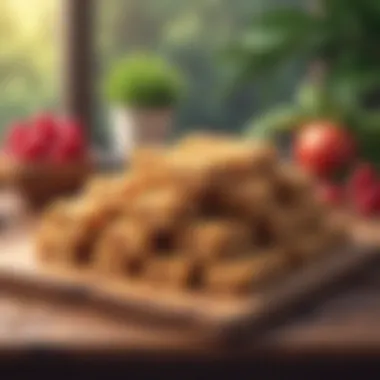 An assortment of low-sugar granola bars displayed atop a rustic wooden table.