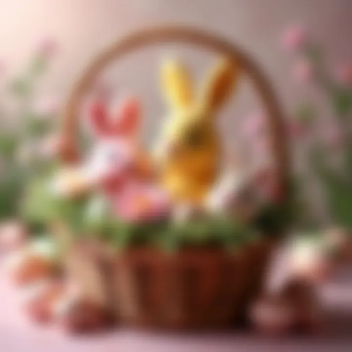 Elegant presentation of an Easter gift basket adorned with spring flowers