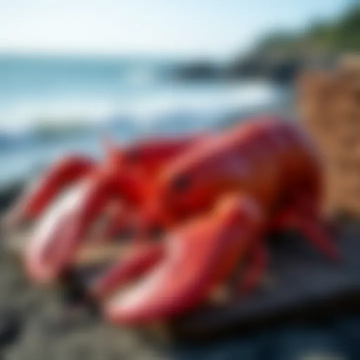 Beautiful seaside view of lobster traps and ocean