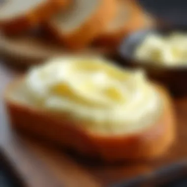 A beautiful slice of bread topped with creamy cultured butter