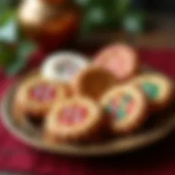 A vibrant assortment of traditional Eid cookies displayed on an ornate platter