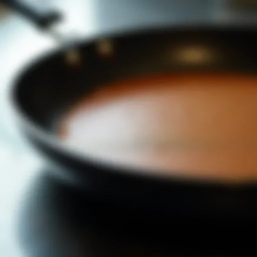 Close-up view of All-Clad non-stick pan surface