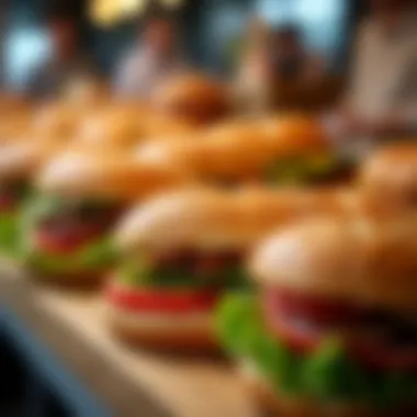 Diverse Sandwich Offerings at the Market A vibrant food market highlighting diverse sandwich options