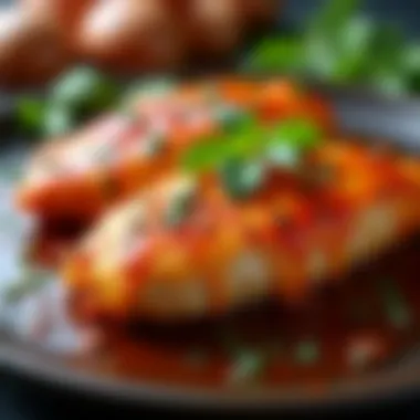 Marinated Flavor Explosion Boneless skinless chicken breast marinated with vibrant sauces