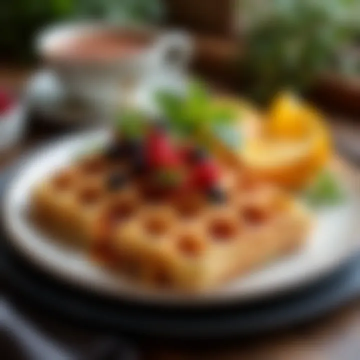 A beautifully plated gourmet dish prepared in a waffle maker