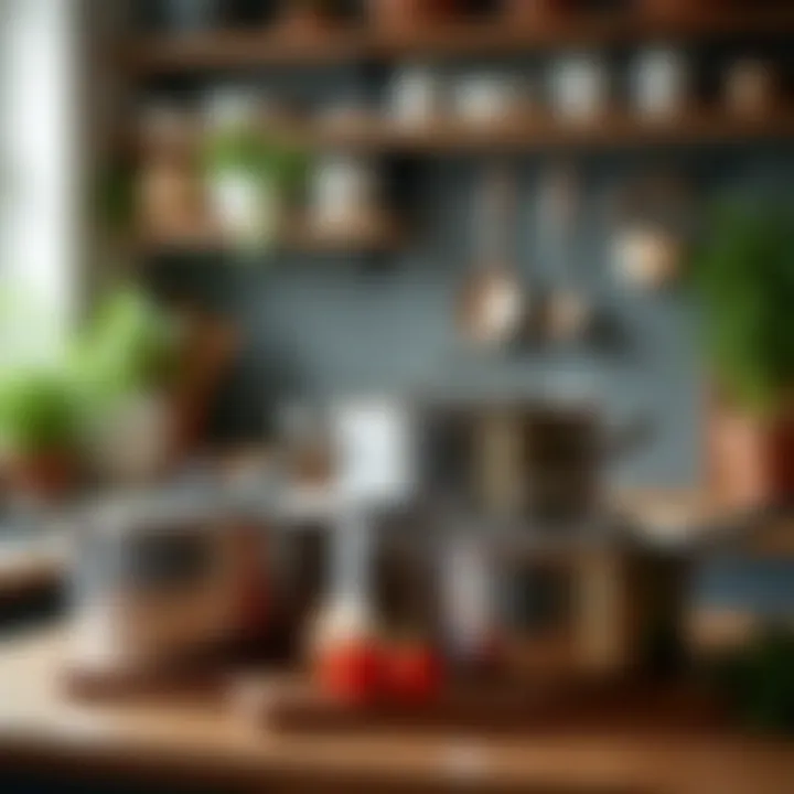 A harmonious arrangement of pots and strainers, illustrating their complementary roles in the kitchen.