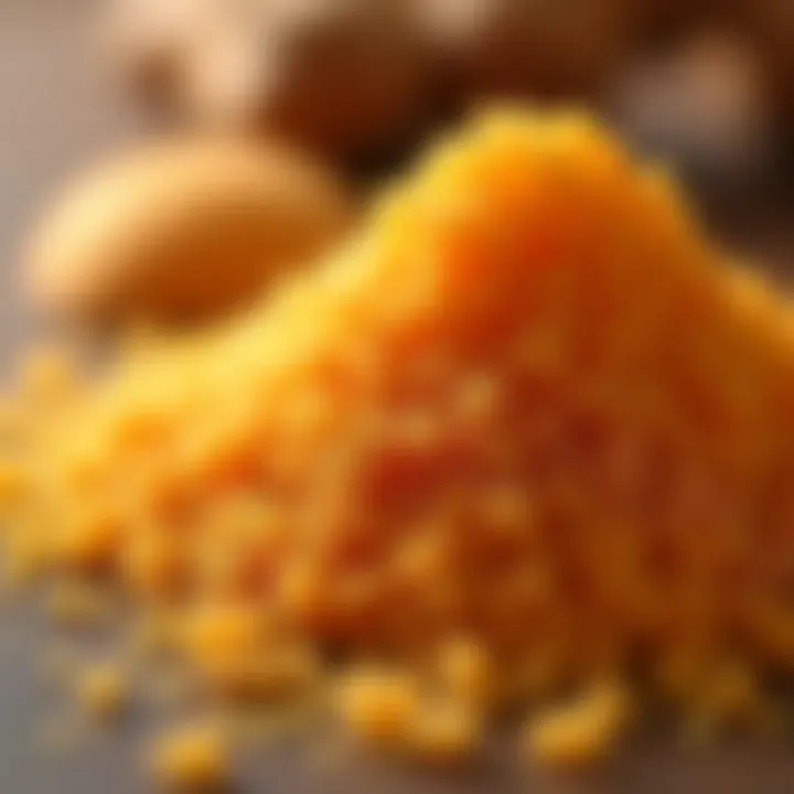 A vibrant close-up of ginger sugar granules reflecting light