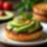 A close-up of a perfectly toasted Harry and David English Muffin topped with avocado.