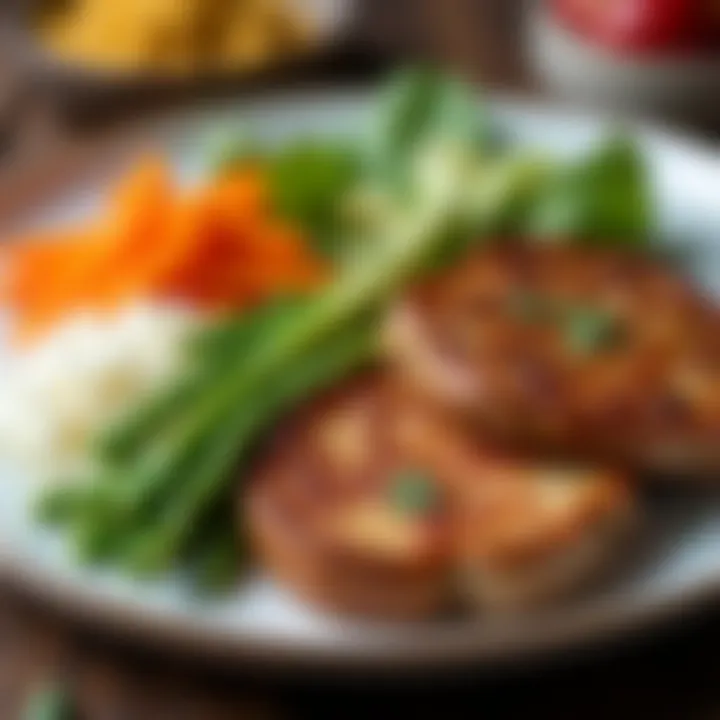 A beautifully arranged plate of a non-dairy meal featuring various ingredients