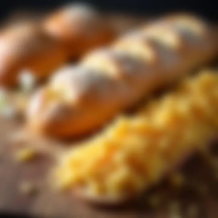 Close-up of diverse types of Italian bread crumbs on a wooden surface