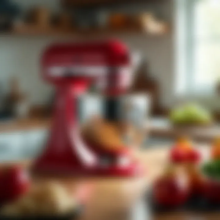 An inviting kitchen scene featuring the KitchenAid mixer in action.