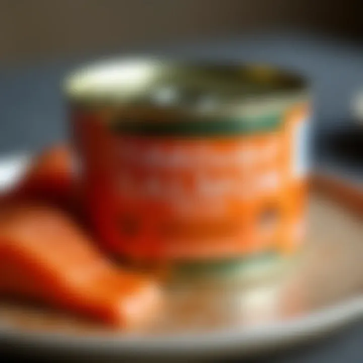 A close-up of a can of kosher-for-Passover salmon, highlighting the certification label and nutritional information.