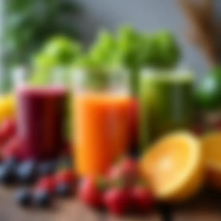 Vibrant array of fresh fruits and vegetables for slow juicing