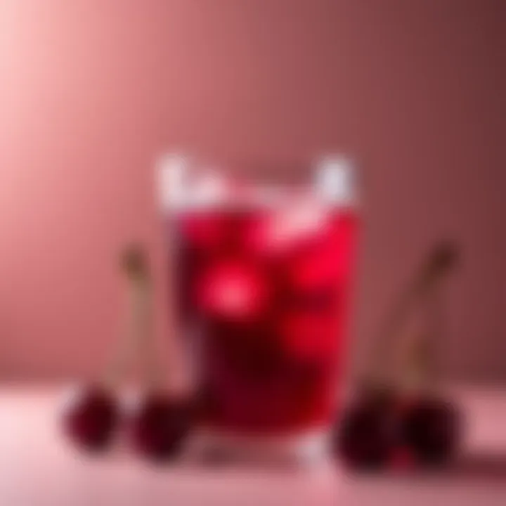 A glass of tart cherry juice beside fresh cherries