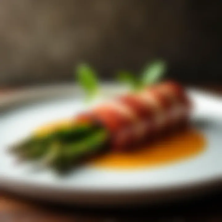 Bacon-wrapped asparagus elegantly plated