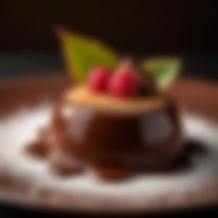 Artistic presentation of a choco-based dessert