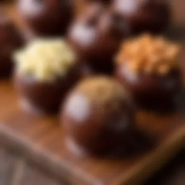 Close-up of chocos showcasing unique textures and colors