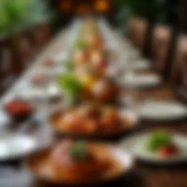 Communal Dining Experience A beautifully arranged table set for a feast, highlighting the communal aspect of Catalan dining.