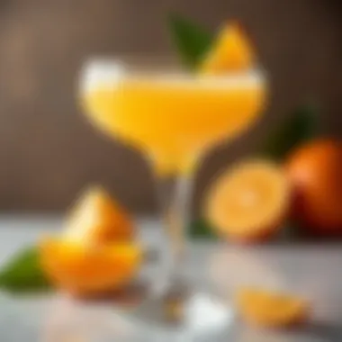 A beautifully presented orange vodka creamsicle drink in a stylish glass