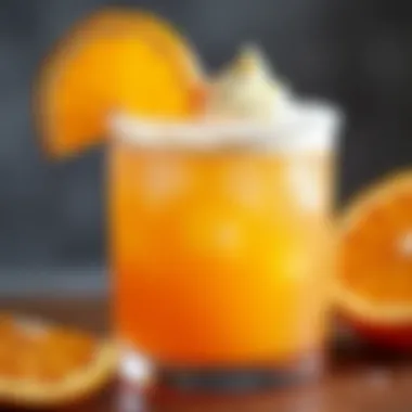 Vibrant orange vodka creamsicle cocktail garnished with citrus slices