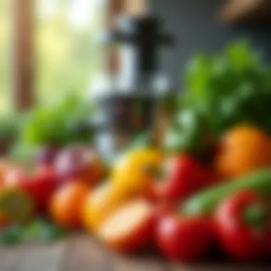 A vibrant array of fresh fruits and vegetables ready for juicing