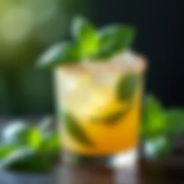 Creative basil-infused cocktail garnished with basil leaves