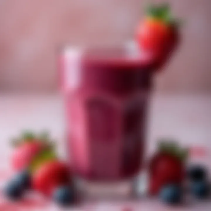 A beautifully crafted berry smoothie in a glass