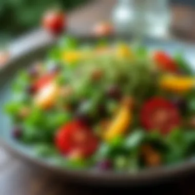 Colorful Salad with Pea Shoots A vibrant salad adorned with pea shoots and colorful vegetables