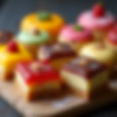 Vibrant Collection of No Oven Delicacies An assortment of colorful no oven desserts displayed elegantly.