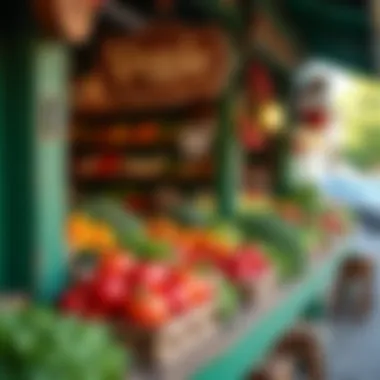 A quaint local veggie shop with fresh produce and unique signage