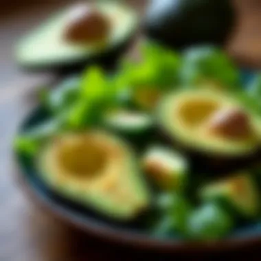 Leafy Greens and Avocados for Mental Health A colorful plate of leafy greens and avocados highlighting their mental health benefits