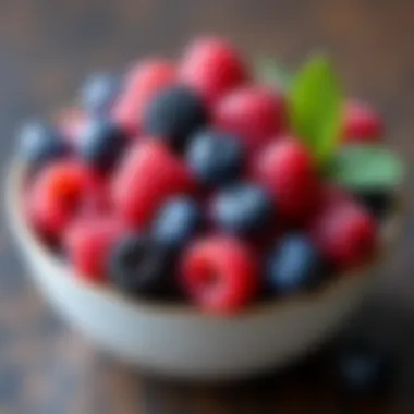 Vibrant Bowl of Mixed Berries A vibrant bowl of mixed berries showcasing their calming properties