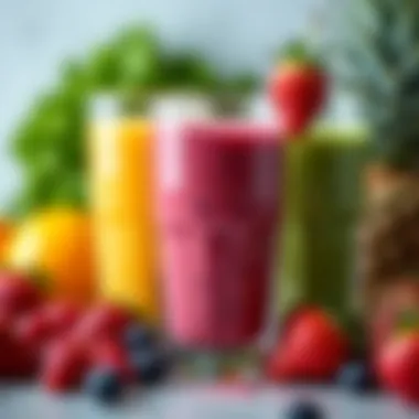 Colorful array of fresh fruits and vegetables for smoothies