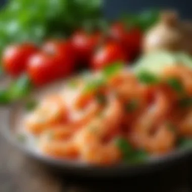 A variety of fresh ingredients used for shrimp scampi preparation