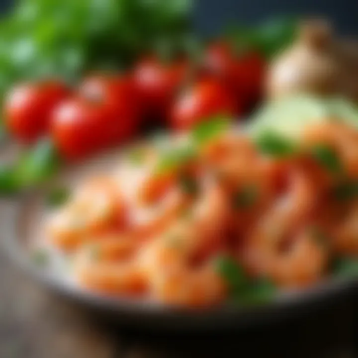 A variety of fresh ingredients used for shrimp scampi preparation