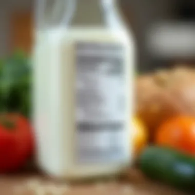 Food label highlighting lactose ingredients