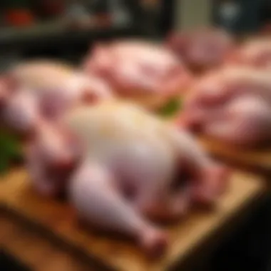 Specialty Butcher Shop's Selection of Whole Chickens Specialty butcher shop showcasing high-quality whole chickens