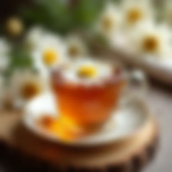 Refreshing chamomile tea in a delicate teacup