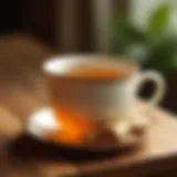 A comforting cup of ginger tea resting on a wooden table