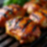 Juicy grilled chicken thighs with char marks