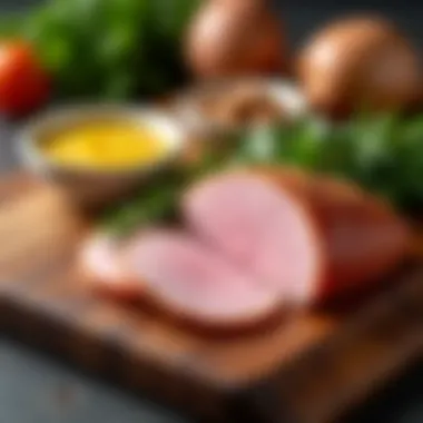 Ingredients for Smithfield Ham Ingredients laid out for preparing Smithfield ham