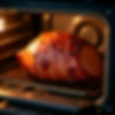 Smithfield Ham in the Oven A well-timed oven with a perfectly baked Smithfield ham inside