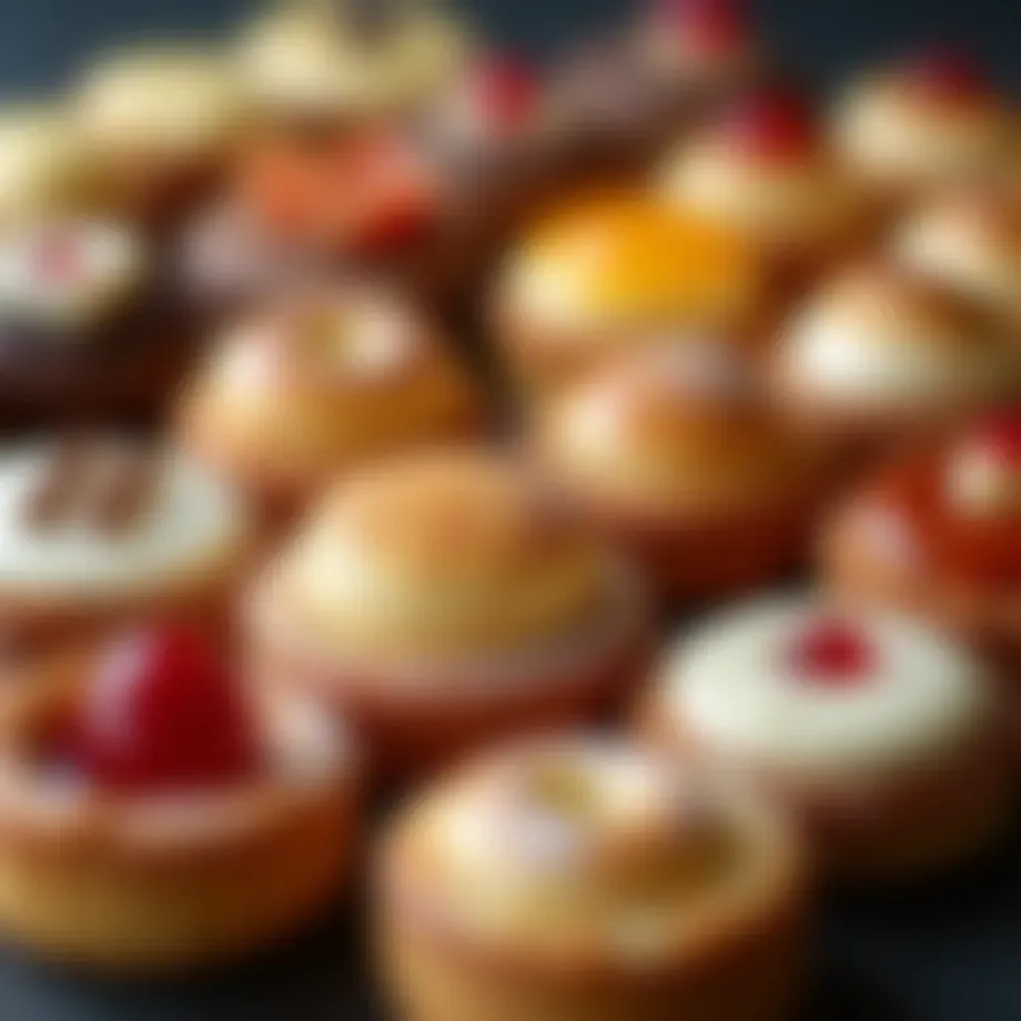 A beautifully arranged selection of various pastry types showcasing intricate designs.