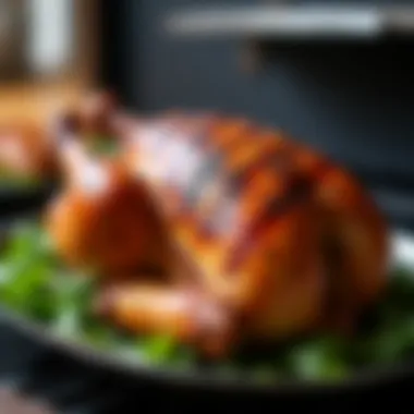 Presentation of Grilled Turkey Beautifully grilled turkey served on a platter