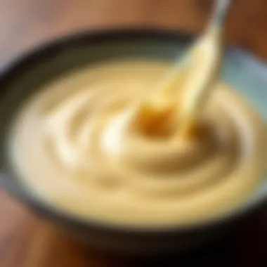 A bowl filled with pancake batter showcasing the desired consistency