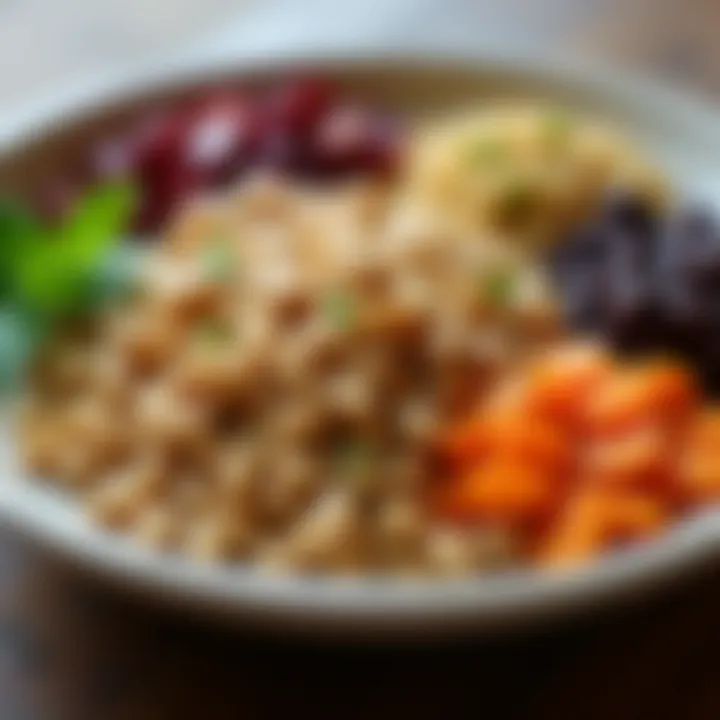 A plate of wholesome grains and legumes, providing essential nutrients.