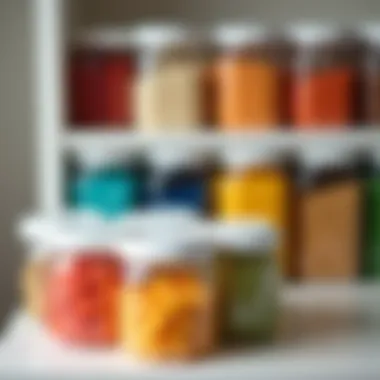 Color-coded containers enhancing pantry aesthetics